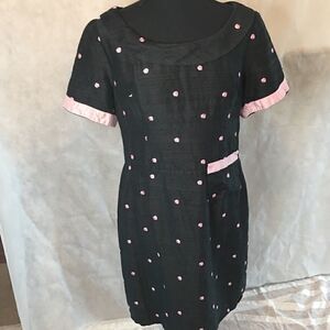 Basia vintage dress black pink dots Size S
